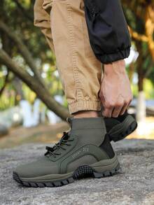 Outdoor Hiking Shoes, Wear-Resistant, Breathable High Top Hiking Boots, Men's And Women's Lightweight Off-Road Hunting Riding Shoes, Woven Work Boots, Motorcycle Shoes