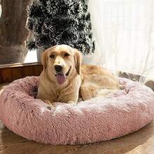 Calming Dog Bed (S/M/L/XL) For Medium And Large Dogs, Comfortable Faux Fur Donut Cuddler Up To 15/30/50/90lbs - Đỏ - Xem 6