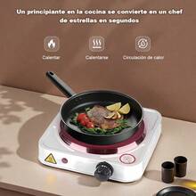 Electric Grill, Black Flat Disc, Adjustable Temperature Control, Even Heat Distribution, Non-Stick Surface, 5 Heating Levels, Indicator Light, Portable And Compact. - White - View 9