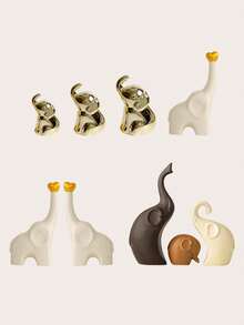 1 peça ornamento de cerâmica em forma de elefante, ornamento dourado para decoração de casa e escritório, como mesa, estante, armário de TV, melhores presentes de aniversário - Ouro - Ver 11