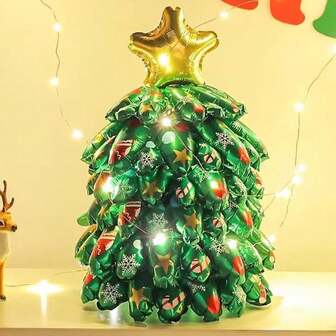 6pcs/Set Mini Assemble Christmas Tree Foil Balloons Christmas Decorations For Table Party Supplies Table Christmas Tree