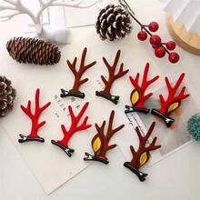 2pcs Christmas Headwear, Cute Antler Hairpins, Women's Holiday Elk Antler Hairpins