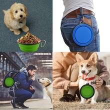 Large Collapsible 34oz Travel Dog Water And Food Bowls, Portable Foldable Dishes With Carabiner Clip, 2 Pack (Purple+Red) - 34盎司-綠色&紅色 - 查看 2