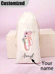 Customizable Ballet Shoes Drawstring Bag For Latin Dance Shoes, Travel Organizer Essentials - Multicolor - View 4
