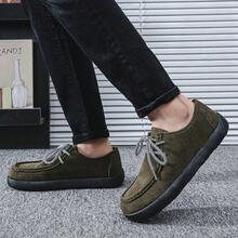 Men's New Solid Color Casual Faux Leather Lace-Up Sneakers, Suitable For Office Wear In Autumn