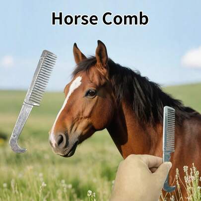 金属马刷，用于梳理鬃毛和尾巴 - 防止缠结，马用金属宠物美容刷。宠物用品。
