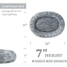 Oval Calming Donut Cuddler Dog Bed, Shag Faux Fur Washable Round Pillow Pet Bed For Small Medium Dogs (XXL(43"X34"X8"), Light Brown), Popular In 2025 - 灰色 - 查看 8