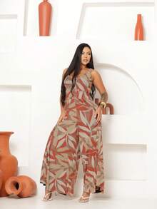 Women's Tulle Tank Top Jumpsuit With A Waistband, Beige/Terracotta - 黃色 - 查看 4