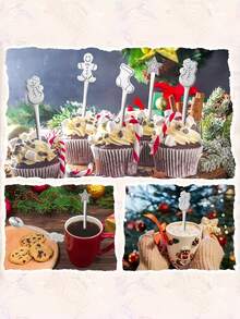 4 Piezas de Cucharitas de Acero Inoxidable con Temática Navideña y de Vacaciones - Mini Cucharitas para Té, Aptas para Café, Té, Postres, Helado - Opción Perfecta para el Hogar, Restaurante, Food Truck, Cafetería - Ideal para Navidad, Año Nuevo