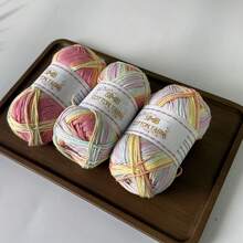 3 Batches Of 50G All Cotton Spray Dyed Yarn [3616] - All Cotton Thread, Handmade Knitting & Crochet Material, Vibrant Dopamine Colors, Suitable For Hats, Scarves And Other Handicrafts. Each Batch Is Approx. 160m ± 177 Yards