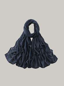 1 pieza Hiyab de viscosa modal sólido, pañuelo ligero y transpirable de moda, con acabado de puntada doble, artesanía refinada, pañuelo para mujer, adecuado para todas las estaciones