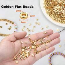 200 hạt nhựa tròn dẹt 6mm dạng đĩa rời dùng làm đồ trang sức, vòng tay, vòng cổ, khuyên tai tự làm - Vàng - Xem 3