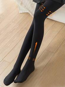 300g Thick Seamless Women's Thermal Leggings, Comfortable Elastic Warm Tights Winter - Black 2 - 查看 4
