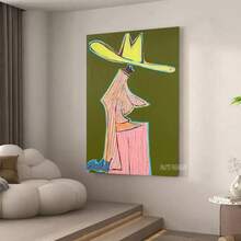 1pc Frameless Abstract Cowgirl In Pink And Yellow HD Art Print Canvas Wall Art - Vibrant Fashion Wall Art For Home Decor, Office Style, Perfect Gift Idea, Or Wholesale Business Essential, Office Wall Art | Vibrant Wall Art | Detailed Print Quality, Cowboy Decor - 多色 - 查看 6