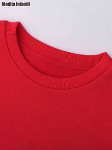 KID004Boys' Autumn And Winter Stylish Fleece Sweatshirt Featuring Christmas-Themed Prints of Santa Claus And Reindeer, Perfect for Casual Wear with Long Sleeves. - Rojo - Ver 4