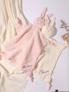 1pc Customized Embroidered Name Rabbit Lovey Blanket, Soft & Cute, Great Baby Gift For Boys & Girls
