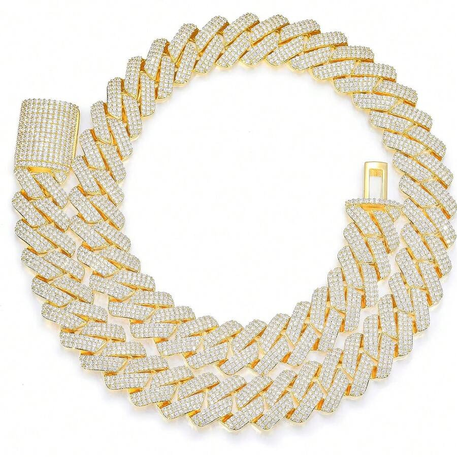 Cuban Link Chain Necklace For Men Women, Stainless Steel Hip Hop Streetwear Jewelry, Heavy Gold Silver Choker Rapper Chain, Layering Punk Accessory Gift - Vàng - Xem 1