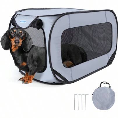 Foldable Dog Playpen, Portable Pet Playpen, Coating Outdoor Puppy Playpen, Waterproof Dog Travel Crate Tent, Indoor Pet Playpen Small Medium Dog Rabbi