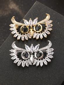 1 Stück Kupfer Eule Brosche mit funkelnden kubischen Zirkoniasteinen, geeignet für den täglichen Gebrauch, Geschenk für die Freundin, Halloween, Weihnachtsschmuck