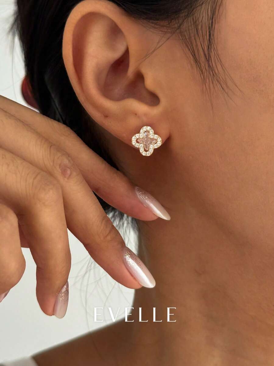 Pendientes de cobre chapados en oro de 18K, elegantes y lindos, aptos para uso diario y reuniones
