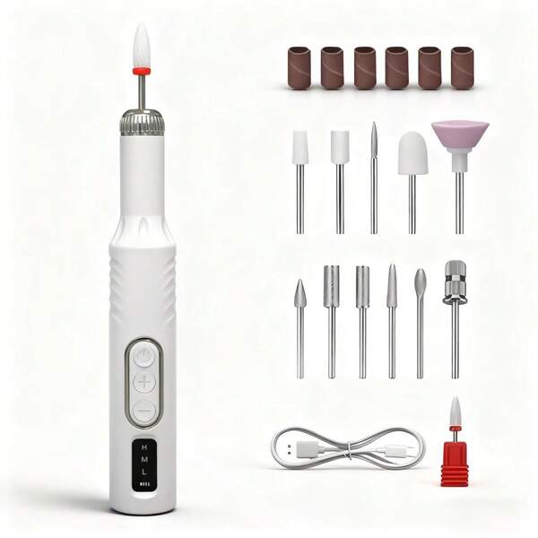 500mAh Electric Nail Drill File Nail Supplies, 15000RPM Professional Nail Drill With Bits & Base, Pink Diamond Rechargeable Nail E File Machine For Remover Gel Nail Polish Acrylic Nails Manicure For Salon Home