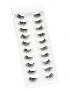 10 Pairs Cat Eye Half-Strip False Eyelashes With Tail Extension Design, Perfect For Enlarging Eyes, Suitable For Festivals, Vacations, Dates And Various Occasions - Black - View 5