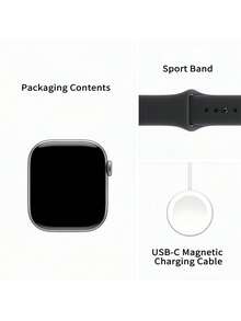 Apple Watch S11 智慧手錶GPS版 精準GPS定位 多運動模式 50米防水 長效電池 智慧通知 太空灰+黑色