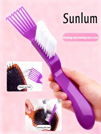 【二合一梳子清洁刷】二合一梳子清洁刷 - 可重复使用，圆柄设计，操作简便 - 适用于气垫梳、爪形梳/边缘清洁工具/卷发梳清洁器/美发梳缝隙刮刀、发梳、后梳、造型梳、卷发梳、边缘梳、发梳、梳发、发梳套装、梳发、卷发梳、解结梳、女士发梳、头发、旅行、美发产品、美发工具、美发用品、理发师、理发师配件、理发店、美发设备