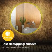 Round LED Bathroom Wall Mounted AntiFog Mirror Size 50 Cm