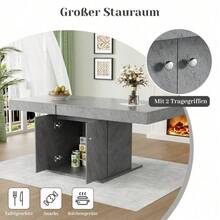 Ausziehbarer Esstisch, L140/180*W80*H76cm,Esstisch mit Stauraum, rechteckiger Esstisch, Kaffee-Freizeittisch,  Platzsparender multifunktionaler Esstisch, Automatischer Teleskoptisch,Betonoptik