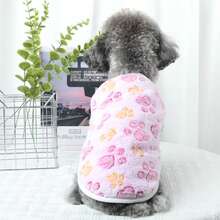 Zueco cálido para mascotas de otoño e invierno, chaleco estampado de franela, suave y agradable al tacto, adecuado para uso en casa y diario. - Blanco - Ver 3