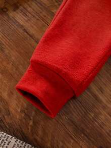 1件装青少年男孩圣诞老人印花保暖内衬卫衣，冬季休闲/时尚/日常/街头风/节日/可爱学生款 - 紅色 - 查看 6