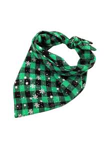 Reversible Christmas Dog Bandanas Boy Girl Dog Costume For Party Green Snowflake