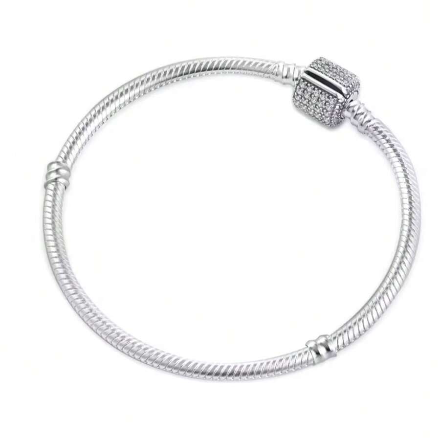 Pulsera de plata 925 con microzirconias pulsera de plata 925 con micro zirconias brillante circonias sintéticas diseño fino elegante pulsera delicada para mujer joyeria plata ley 925 ideal regalo aniversario boda fiesta - Plateado - Ver 1