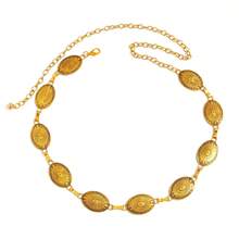1pc Bohemian Oval Gold Waist Chain, Women's Fashion Body Jewelry Accessory, Suitable For Halloween, Summer, School Autumn, Autumn Dress And Jeans Outfit