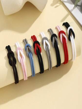 1 件简约时尚 8 字结编织双色米兰绳可调节手链，适合情侣、朋友的礼物
