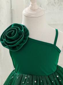 女婴夏季生日派对公主裙，时尚优雅 - 綠色 - 查看 3