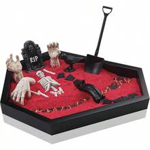 Coffin Zen Garden For Desk 7" X 9" Mini Zen Garden Kit Goth Accessories For Office Halloween Coffin Spooky Decor Sand Tray Spooky Gifts Gothic Decor Gifts For Man Women - SpookyRip - Xem 2
