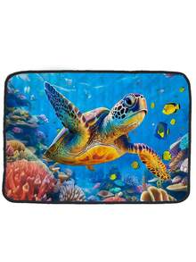 1 pieza Alfombrilla para mascotas con diseño de tortuga marina, lavable y reutilizable, alfombrilla de entrenamiento para mascotas, adecuada para todas las estaciones, fácil de limpiar, multiusos para viajes