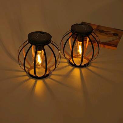 1/2pcs Solar Lantern, Pumpkin Lantern, Outdoor Solar Lantern, Hanging Style, Decorative, Solar Garden Patio Pathway Yard Lights