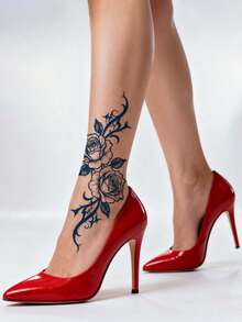 CAT QUEEN ART Tatuaggio temporaneo con ingredienti vegetali naturali, tatuaggio semi-permanente, adesivo tatuaggio minimalista, motivo rosa spinosa, tatuaggio finto temporaneo per dita, fai-da-te per braccio, coscia, spalla, collo, clavicola, polso, caviglia, adatto per uso quotidiano, feste, regali per vacanze, decorazione per il corpo per 1-2 settimane, non sbiadisce, non riflettente, impermeabile, adesivo tatuaggio realistico, 1 confezione