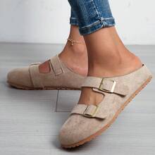 Simple And Comfortable Outer Wear With A Baotou, Fashionable And Versatile, Casual With A Skirt, Niche Retro Classic Half Slippers - Màu Khaki - Xem 1