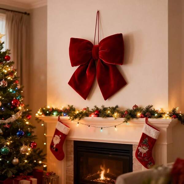 Decoraciones navideñas, gran lazo tridimensional de tela para decorar el árbol de Navidad, para Navidad, bodas, hoteles, decoración de fiestas.