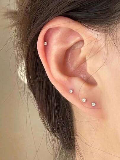 Anti-Allergy Mini Four Claw Small White Drill Sleep Without Picking Ear Piercing Ear Stick Ins Ear Bone Delicate Ear Studs