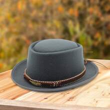 British Retro Felt Fedora Hat Autumn Winter Fashion Braided Band Decorated Top Hats For Party Special Occasion - Xám - Xem 2