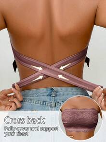 女士前扣式极简修身休闲无钢圈文胸 - 棕色 - 查看 5