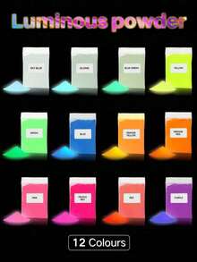 12 Colors/6 Colors 5g Each Glow Powder, DIY Epoxy Resin Kit - Shiny Glowing Effect, Suitable For Handmade Jewelry And Crafts | No Power Needed | Luminous Formula | Epoxy Resin Dye. Glow Powder Resin Dye, And Long-Lasting For Art, DIY Nail Art, Epoxy Resin Pigment, DIY Crafts And Theme Parties - Multicolor - View 12