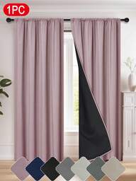 1 件春季涤纶纯色遮光窗帘，轻质，杆袋设计，100% 涤纶遮光遮阳，经典简约风格，适用于卧室、客厅、书房、窗户装饰、家居装饰，轻质 100% 涤纶纯色窗帘，四季皆宜，适合家庭日常使用