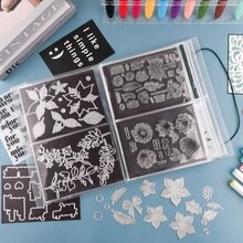 1 قطعة ألبوم تخزين الصور الشفاف الكبير، مجلد منظم لتخزين أختام وقوالب القص