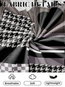 1件柔软舒适的床垫保护套,情人节礼物,卡通爱心和几何图案床单套装,可爱爱心设计床上用品套装,家居装饰,适用于单人床、双人床、大号床、特大号床,可机洗,通过Oeko-Tex认证 - 彩色 - 查看 6